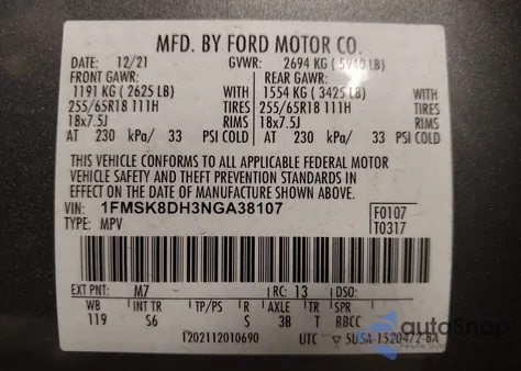 2022 Ford Explorer Xlt from USA, damaged, VIN 1FMSK8DH3NGA38107